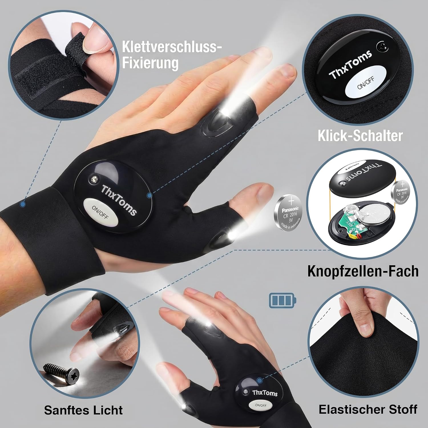 ThxToms Gifts for Men, LED Gloves with Light, Gadgets for Men – Bild 3