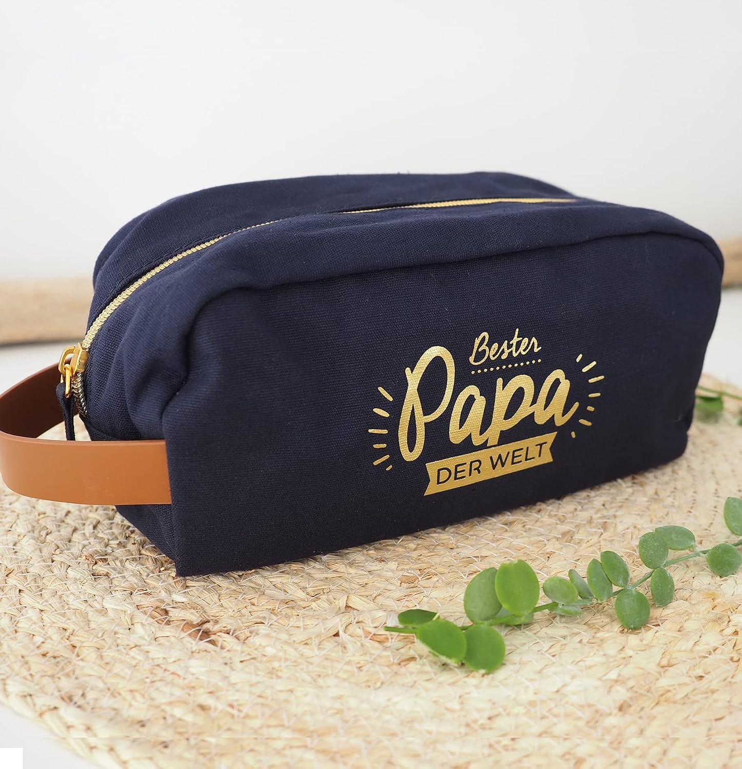 Manahia Toiletry Bag Papa - Bester Papa der Welt - Gift Idea Dad - Toiletry Bag for Men - Travel Bag - Toilet Bag - Dad Gift - Father's Day - Father - Birth Gift, Papa Blue – Bild 2