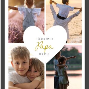 OWLBOOK Personalised Photo Gifts for Dad – Photo Collage with 4 Photos – Dad Gift as Birthday Gift Father’s Day Gifts | Picture A4/A3 Optional with Frame