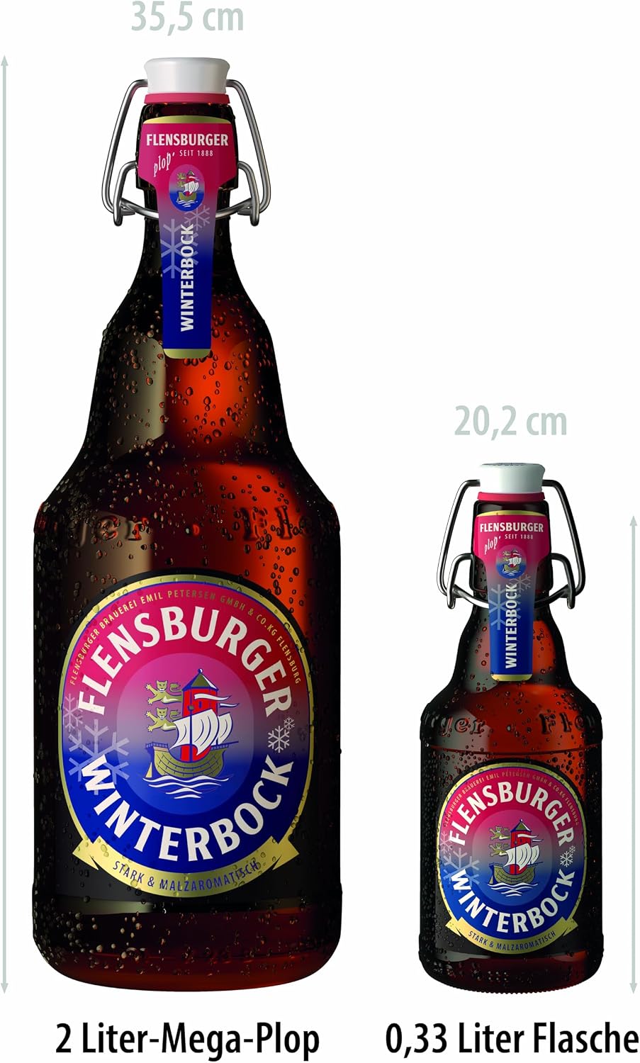 Flensburger Winterbock Mega Plop, Disposable Beer Bottle (1 x 2.0 L) Cardboard Gift Box, Beer Gift – Bild 2