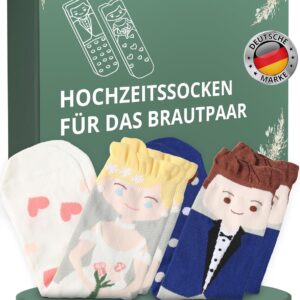 HOCHZEITSHELD Wedding Socks as Wedding Gifts for Bride and Groom - 2 Pairs of Wedding Socks for Bride and Groom with Motif as a Funny Gift Wedding Small Item - Wedding Gift Ideas, Wedding