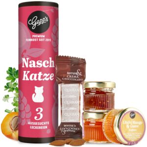 Gepp's Delicatessen Gift Set ‘Sweet Tooth’ – 3 Mini Jam Jars as Tasting Set in the Flavours Lychee Guava Mango, Apricot Yuzu and Fig – Gourmet Gift Set