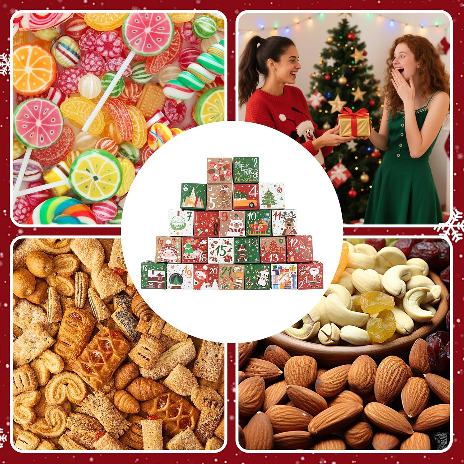 TAIYOU Pack of 24 Christmas Calendar Boxes 7 cm Advent Calendar for Filling Christmas Paper Boxes Advent Calendar Sweets Box Christmas Cookies Boxes Gift Boxes – Bild 6