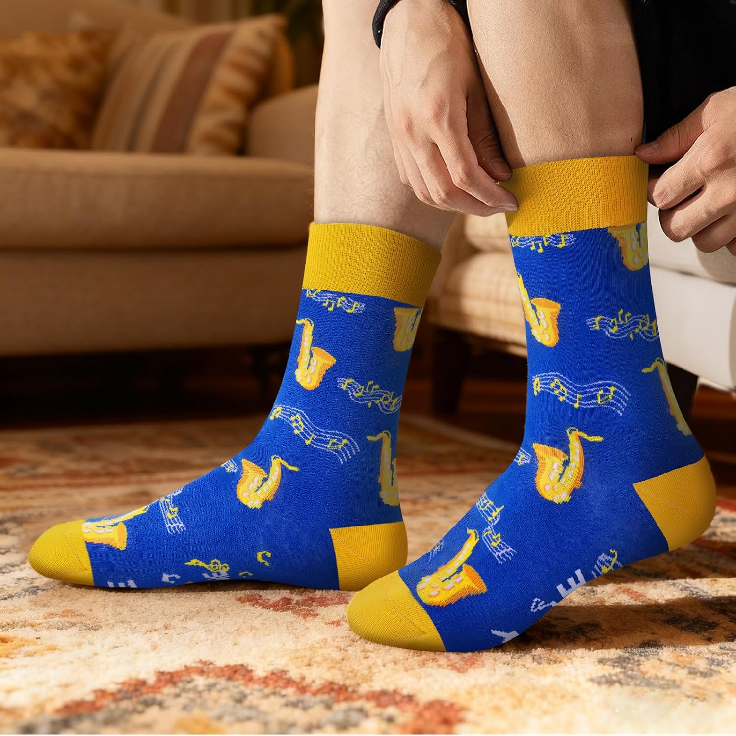 AGRIMONY Funny Music Socks Men Boys Music Colourful Men Funny Socks Cool Musician Funny Socks Father's Day Gift Valentine's Day Gift Ideas – Bild 2