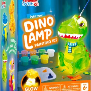Klever Kits Dinosaur Lamp Craft Set Children from 6+ Years, Craft Girls from 6 7 8 9 10 11 12 Years, Creative Gifts for Girls and Boys, Dino Toy Children, DIY Dino Lamp Painting Set