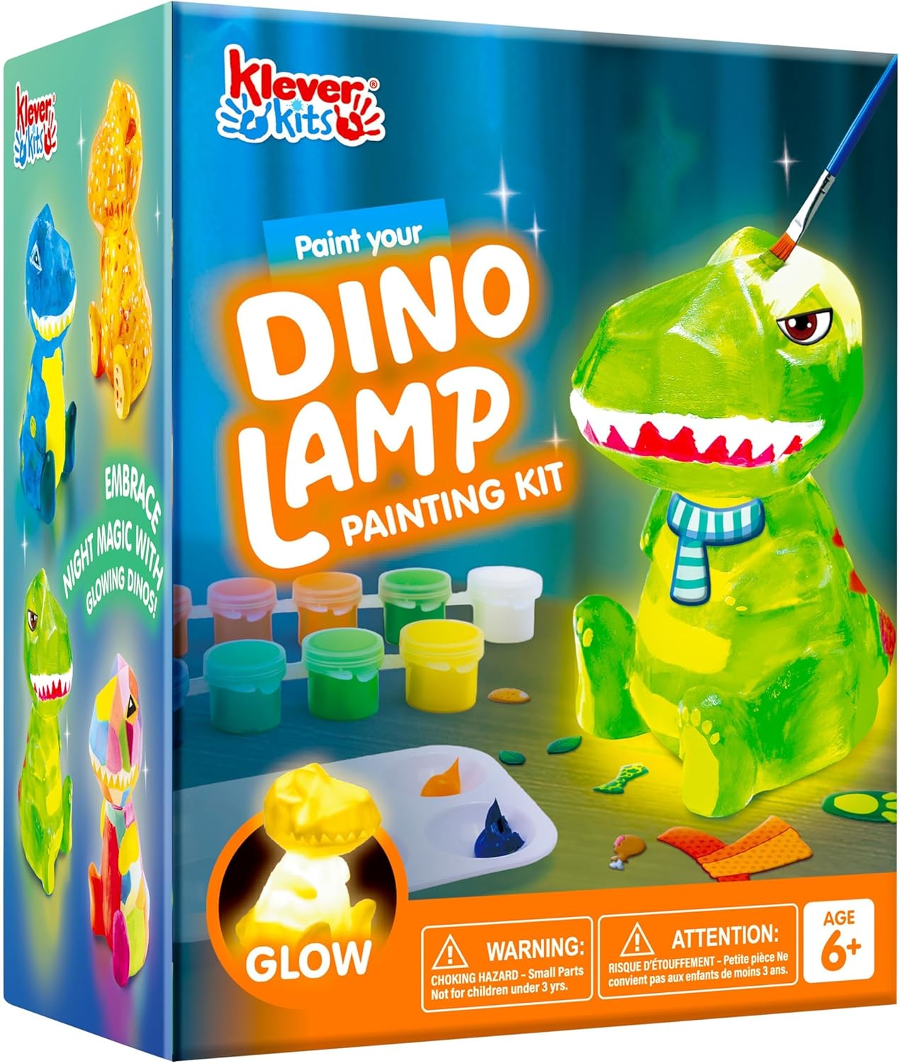 Klever Kits Dinosaur Lamp Craft Set Children from 6+ Years, Craft Girls from 6 7 8 9 10 11 12 Years, Creative Gifts for Girls and Boys, Dino Toy Children, DIY Dino Lamp Painting Set