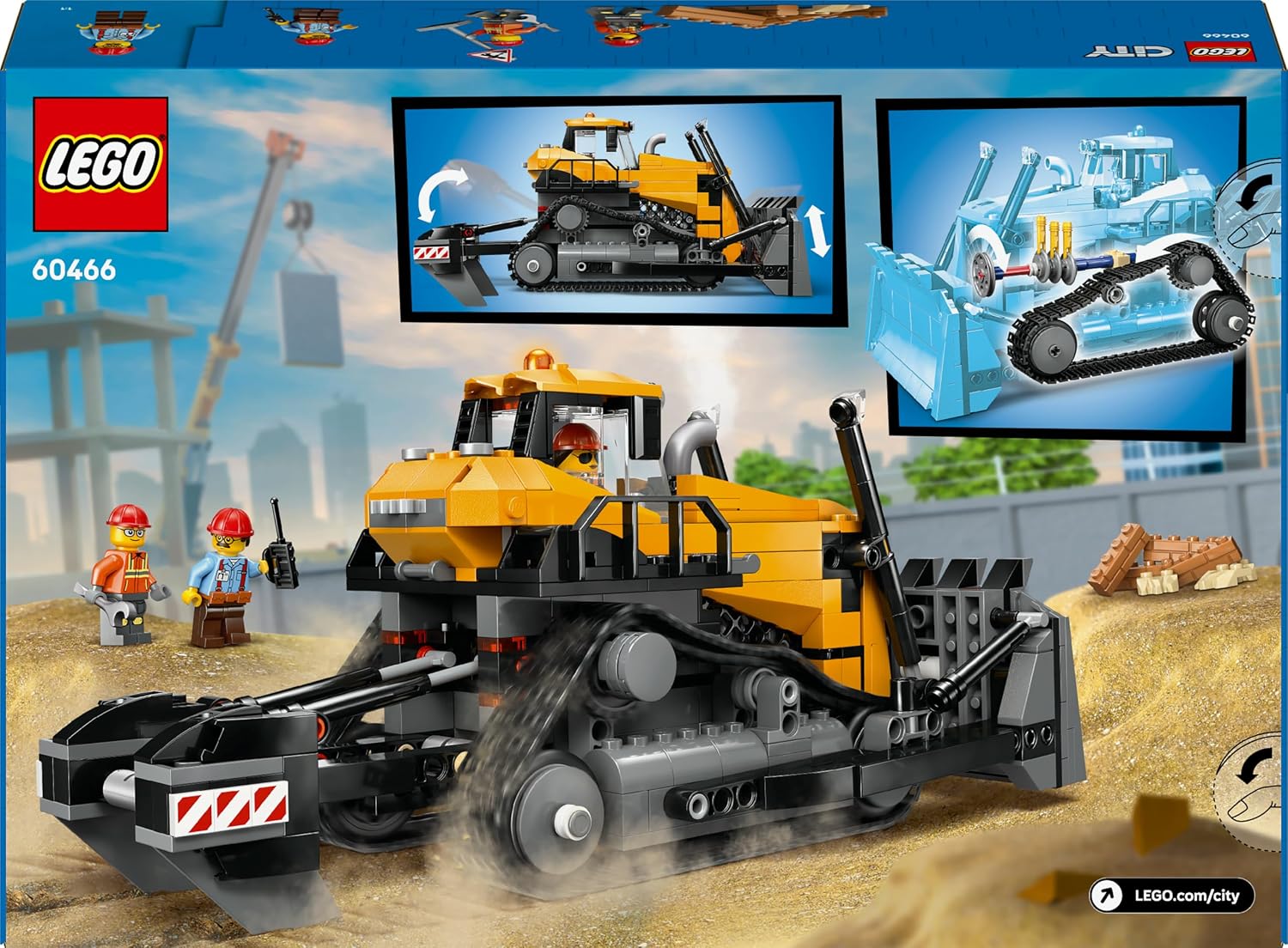 LEGO City Yellow Bulldozer Set - Toy Construction Site, Construction and Play Set - Realistic Construction Machine with Driver and 2 Construction Workers - Gift Idea for Children from 8 Years - 60466 – Bild 11
