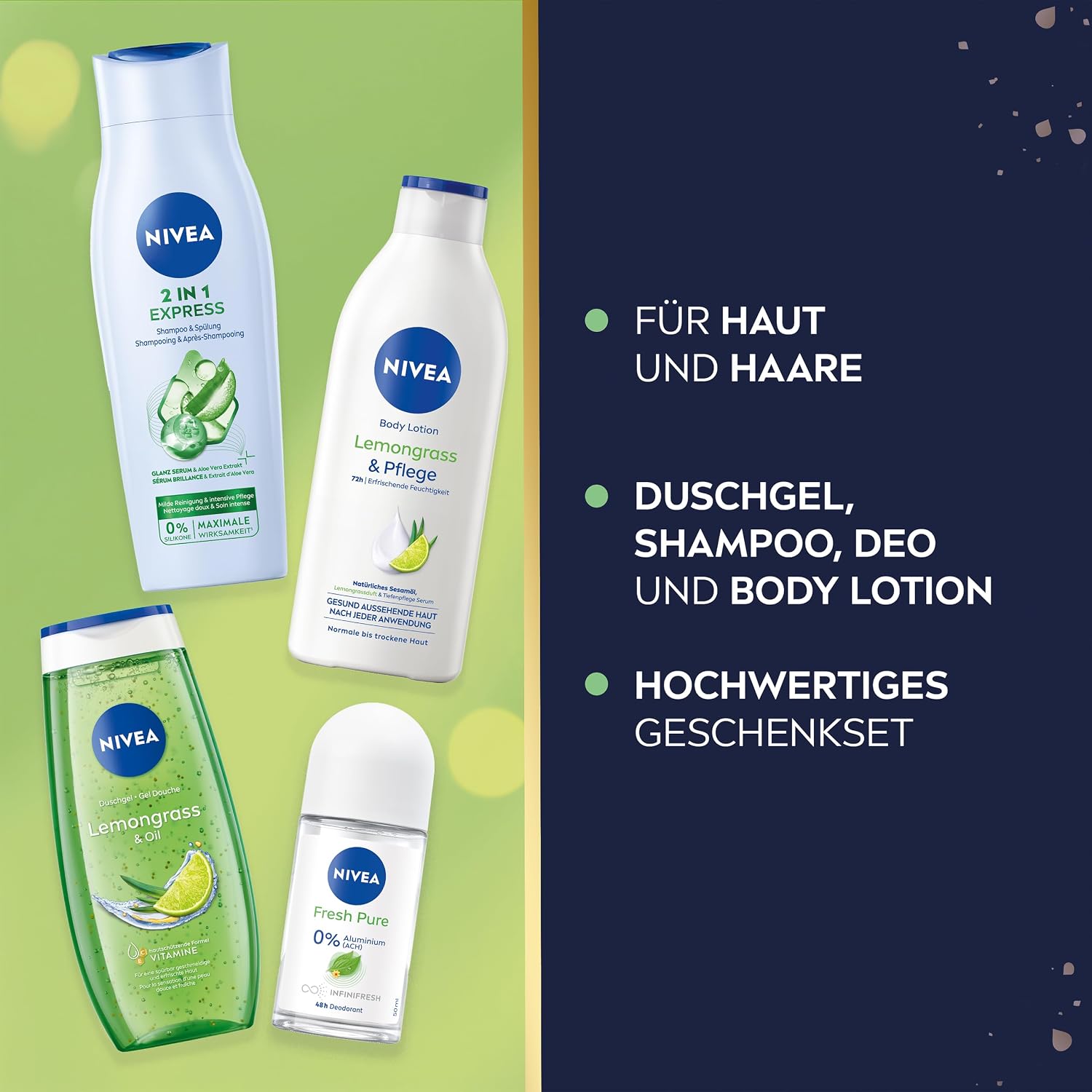 NIVEA Feel Good Gift Set, Gift for Women, Gift Box with Shower Gel (250 ml), Shampoo (250 ml), Body Lotion (400 ml) and Deodorant (50 ml) – Bild 2