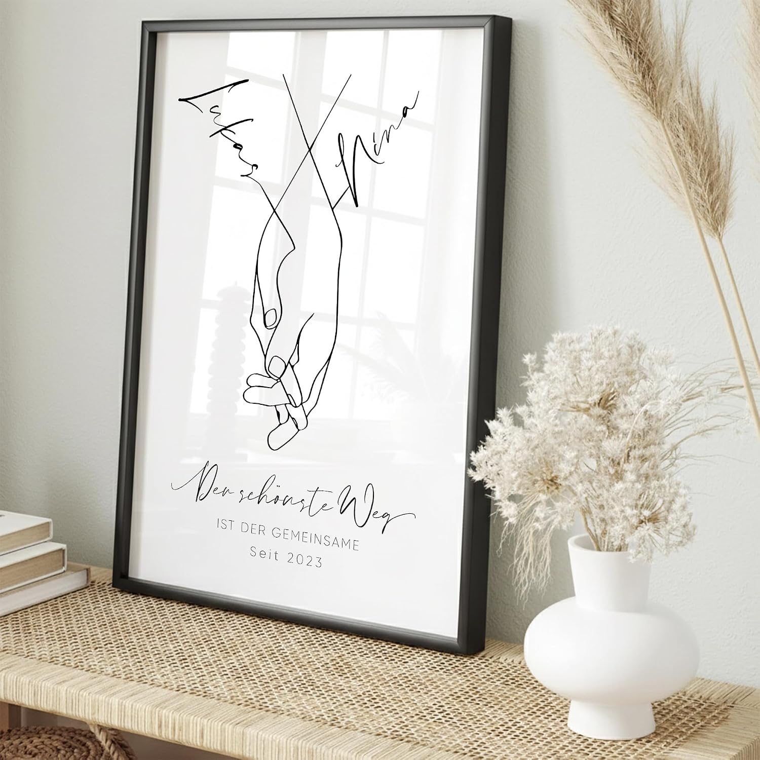 JUHMI Personalised Wedding Gift | Wedding Poster with Name, Saying & Date | Gift for Wedding, Engagement or Anniversary | Individual Couple Picture for Bride and Groom & Partner | DIN A4 – Bild 2