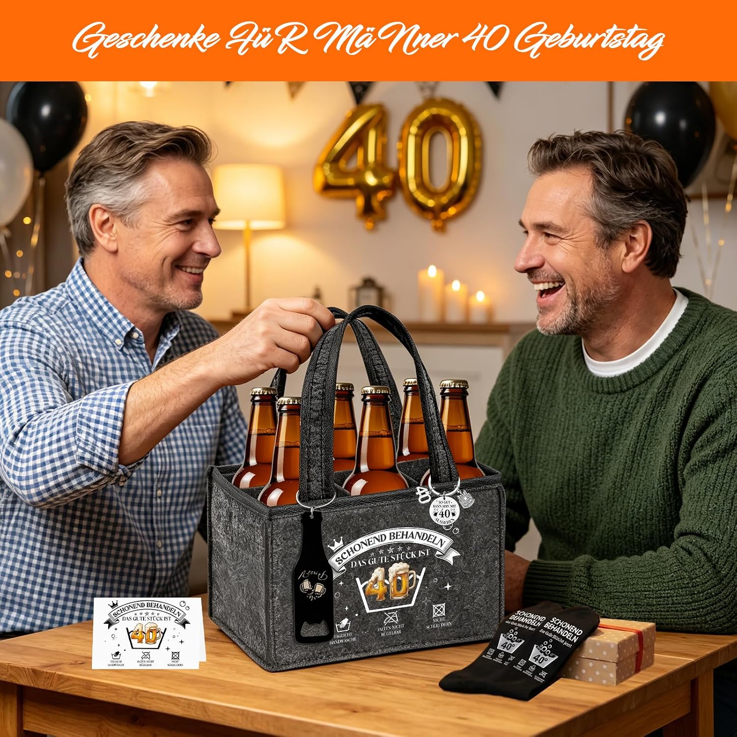 Men's Handbag Beer Gift Set, 40th Birthday Men, for 6 Bottles of Beer – Bild 2