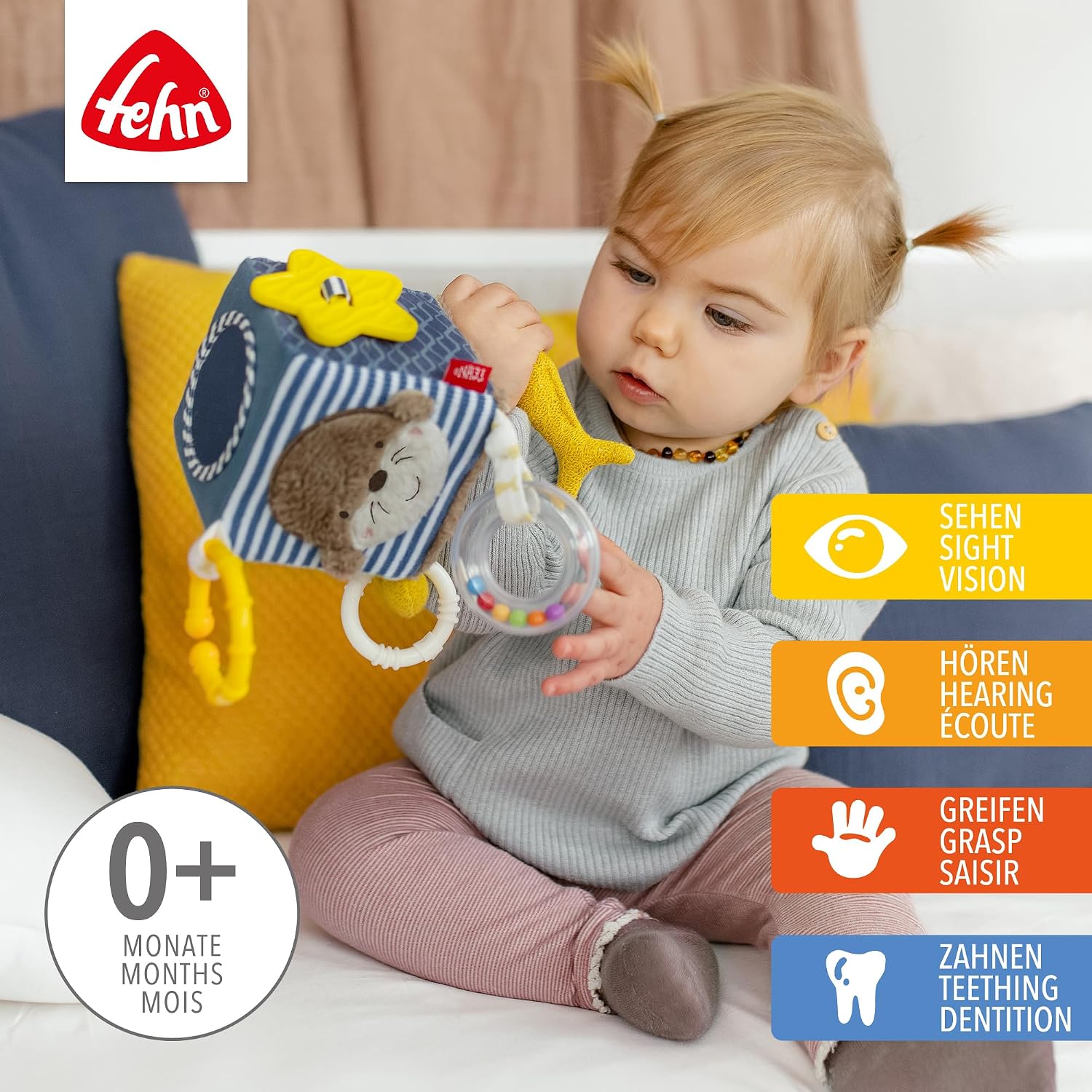 Fehn Otter Activity Cube - Motor Skills Toy with Hanging Grips - For Babies – Bild 2