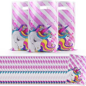 ASTARON Pack of 30 Unicorn Birthday Bags for Children, Girls, Baby Shower Accessories, Plastic Goodie Bags for Favours, Unicorn Decorations