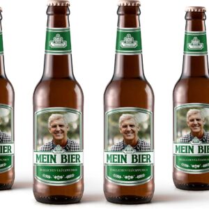 Beer Bottle Label Personalised with Photo & Text Sticker Set from 6 Pieces Motif: Max (Green)