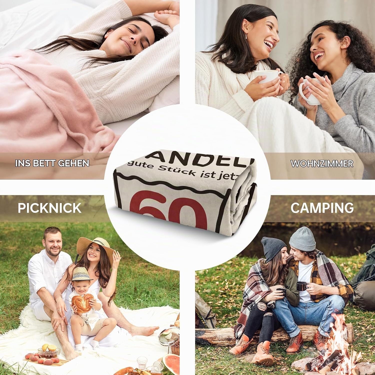 60th Birthday Woman Man Funny Birthday Cuddly Blanket Gift, Gifts for 60th Birthday for Women Men, 60th Birthday Wife Girlfriend Mum Dad, Gentle Treat Gifts – Bild 6