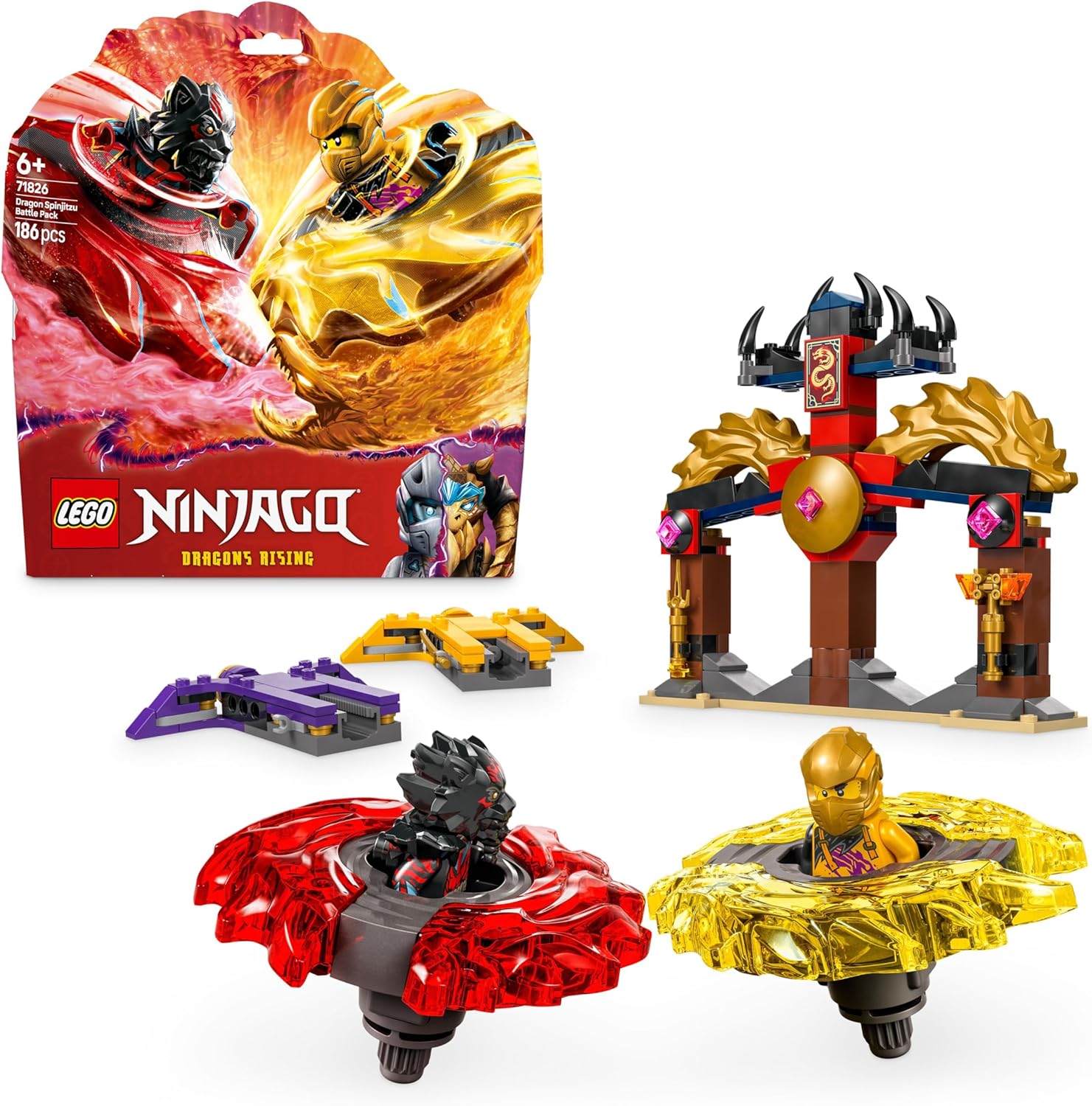 LEGO Ninjago Dragon Spinjitzu Battle Pack with 2 Mini Figures - Ninja Toy with Spinner for Boys and Girls from 6 Years - Gift Idea for Fans of the TV Series Rise of Dragons 71826