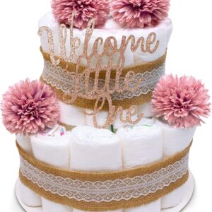 MilaBoo Vintage Nappy Cake for Girls, Premium Nappy Cake in Boho Style, Gift for Birth or Christening (Pink)