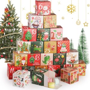 Hianjoo 24 Gift Boxes Christmas Small, 24 x Advent Calendar for Filling, Christmas Calendar Boxes for DIY Crafts, Advent Calendar DIY Crafts – Colourful Paper