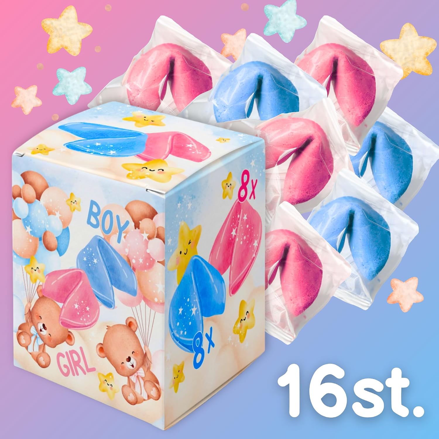 Lucky Cookies Baby Shower & Baby Shower Vanilla Party Favors Pack of 16 96g – Bild 6