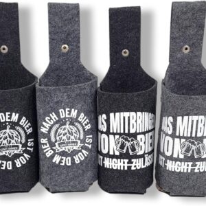 4129 Set of 4 Beer Holsters for Men’s Trips, Father’s Day, 8 x 24 x 8 cm Bottle Holder, Beer Halter, Bottle Carrier with Print