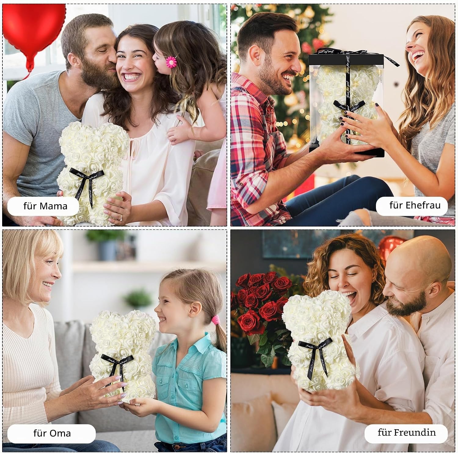 Touloube Rose Bear - Gift for Women - Rose Flower Bear Roses Teddy Bear - Over 250 Flowers on Each Rose Bear - Gift for Mother's Day, Valentine's Day, Anniversary with Gift Box and Love Card – Bild 7