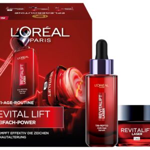 L’Oréal Paris Triple Power Anti-Ageing Set, Serum 30 ml and Day Cream 50 ml, with Triple Effect, Against Wrinkles, with Pro-Retinol, Hyaluronic and Vitamin C, Revitalift Laser, Amazon Exclusive