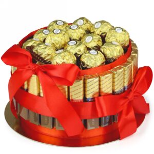 Ferrero Rocher and Merci Chocolate Cake - Chocolate Gift - Candy Box Perfect for Many Occasions - Thank You Gifts - Gift Basket for Women