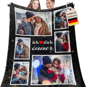 Easycosy Christmas Gifts for Women, Made in Germany, Personalised Blanket with Photo and Text, Cuddly Blanket, Photo Blanket with Your Own Photo, Gifts for Women, Men, Girlfriend, Mum, Dad