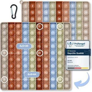 Pop on It 2-in-1 Multiplication Board and Hundred Board, 1 x 1 Learning Game for Montessori, XXL Pop On It Fidget Toy (Pastel Colours)
