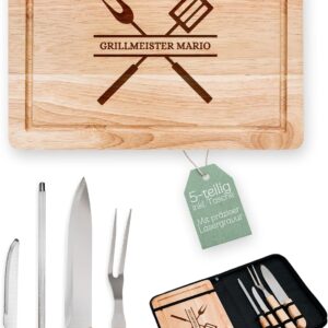Adventernah Barbecue Cutlery Set, Personalised Barbecue Set, Chopping Board