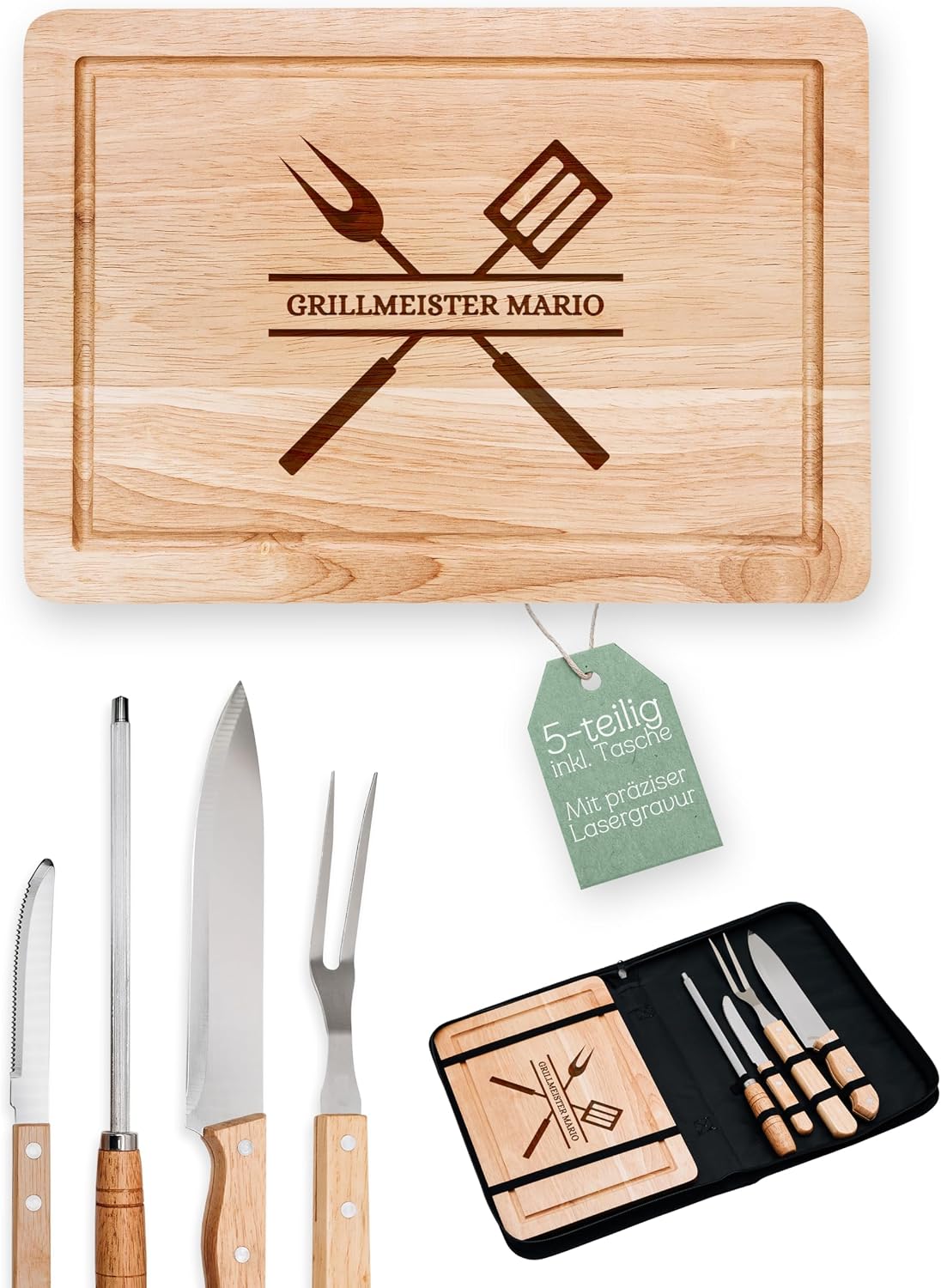 Adventernah Barbecue Cutlery Set, Personalised Barbecue Set, Chopping Board