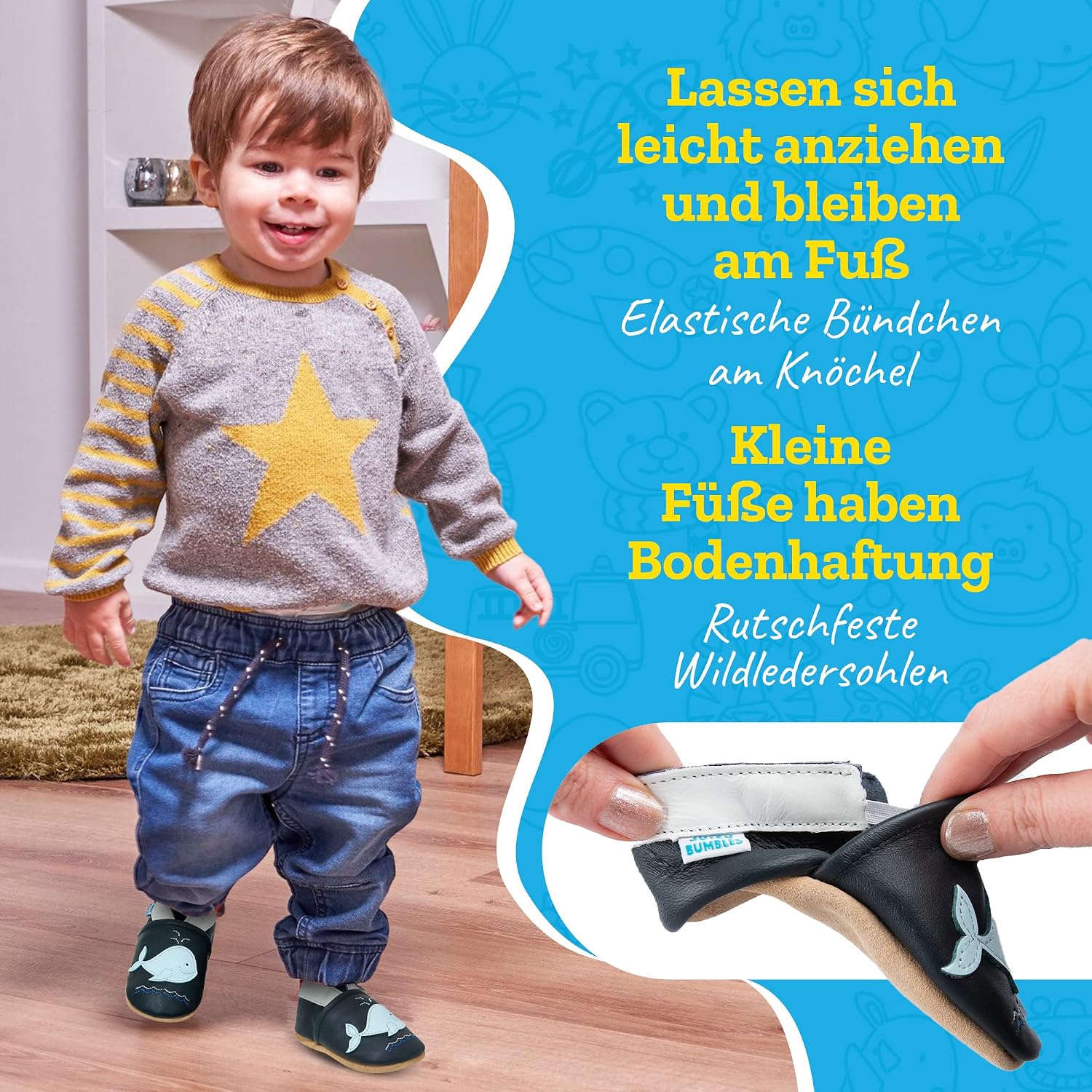 Crawling Shoes, Baby’s First Walking Shoes for Girls & Boys, Slippers, Soft Leather with Suede Soles, Leather Shoes, Toddler, 0–6 Months, 6–12 Months, 12–18 Months, 18–24 Months, 2–3Y – Bild 3
