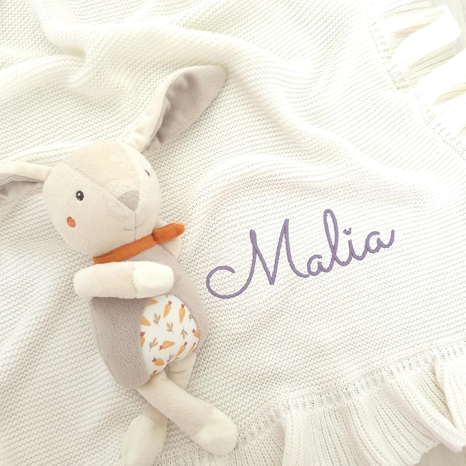 Baby Blanket Embroidered with Name 100 x 80 cm 100% Cotton – Bild 8