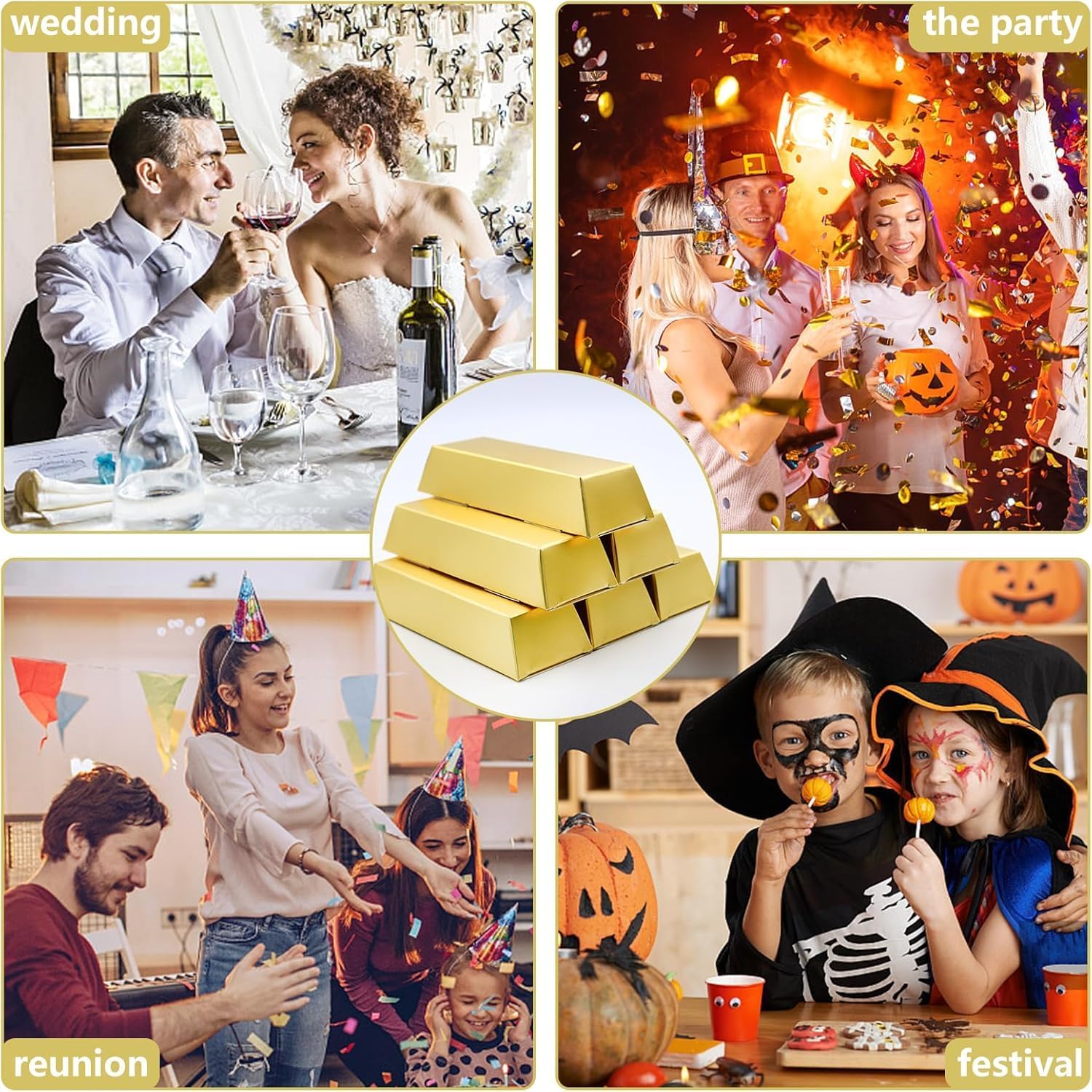 Pack of 20 Gold Bar Candy Boxes, Gift Box, Small, Guest Gift Candy Box for Wedding, Party, Birthday, Christmas, Baby Shower and DIY Craft, Goldtaler Chocolate – Bild 4