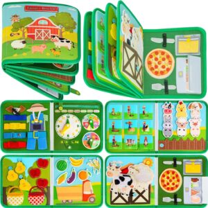 Quanquer Busy Board for Children Birthday Gifts, Farm Busy Board Montessori Toy for 1 2 3 4 Years Toddlers, Preschool Learning Activities Developing Sensory (English)