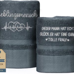 Anniversary Gift for Him 2-Piece Embroidered Towel Set 100% Cotton