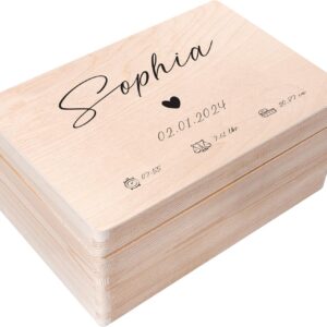 Creative Deco Baby Keepsake Box Personalised Heart with Name 30 x 20 x 14