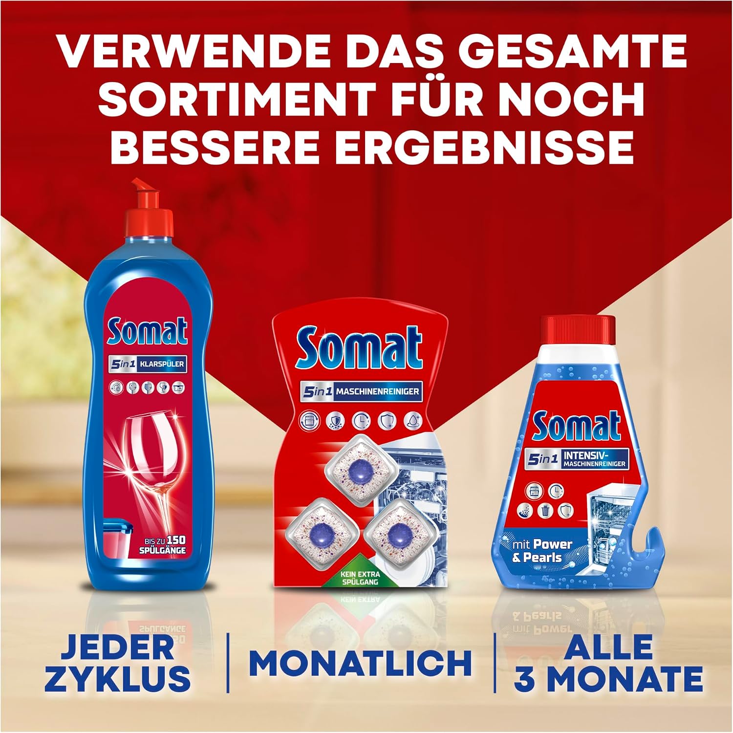 Somat All in 1 Extra Dishwasher Tablets (4 x 92 AW), Dishwasher Tablets for Radiantly Clean Dishes, Even in Low Temperature, Short & Eco Programs, Removes Crusted Items, Provides Brilliant Shine – Bild 9