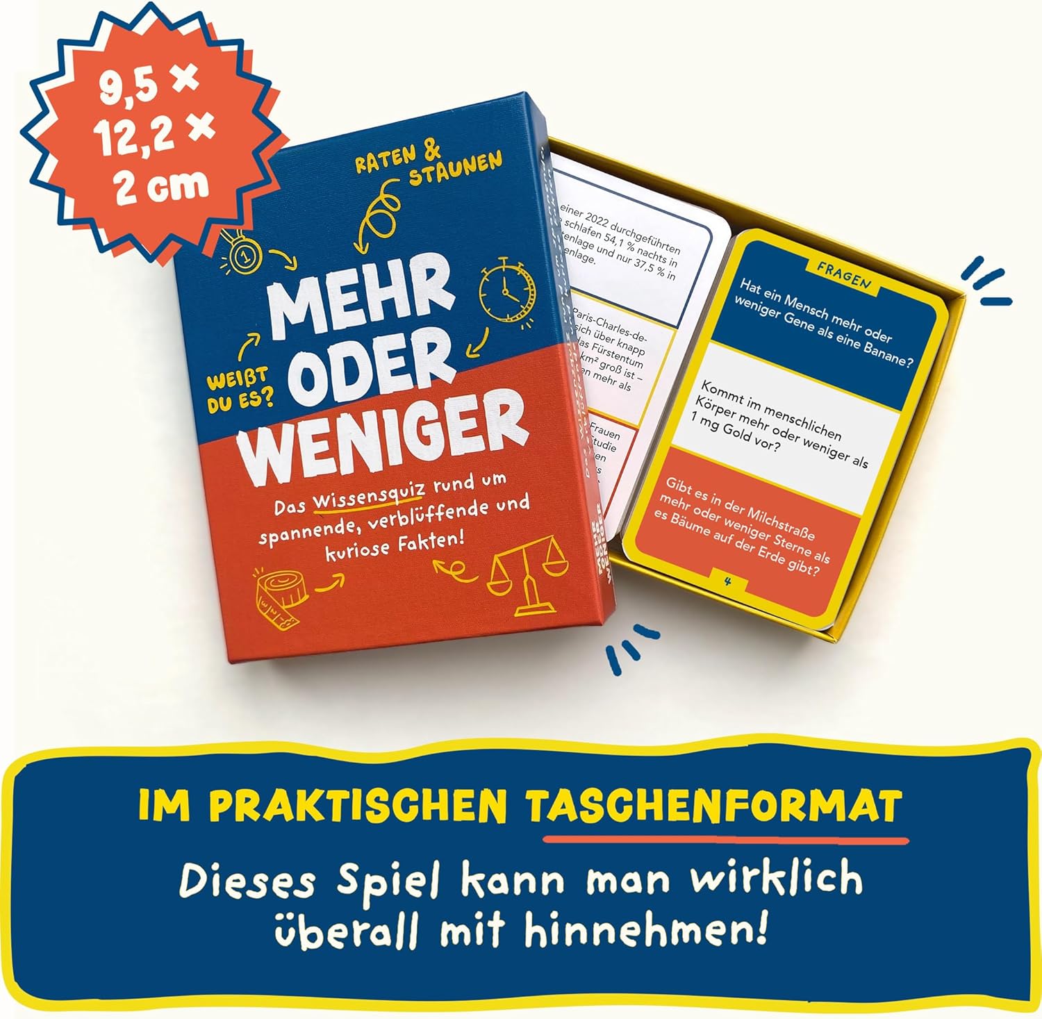More or Less - Guessing Game for 2 People - 110 Cards 320 Questions - Game for Adults & Children from 10 Years - Great Card Game for 2+ Players - Family Game, Board Game or for Two – Bild 9