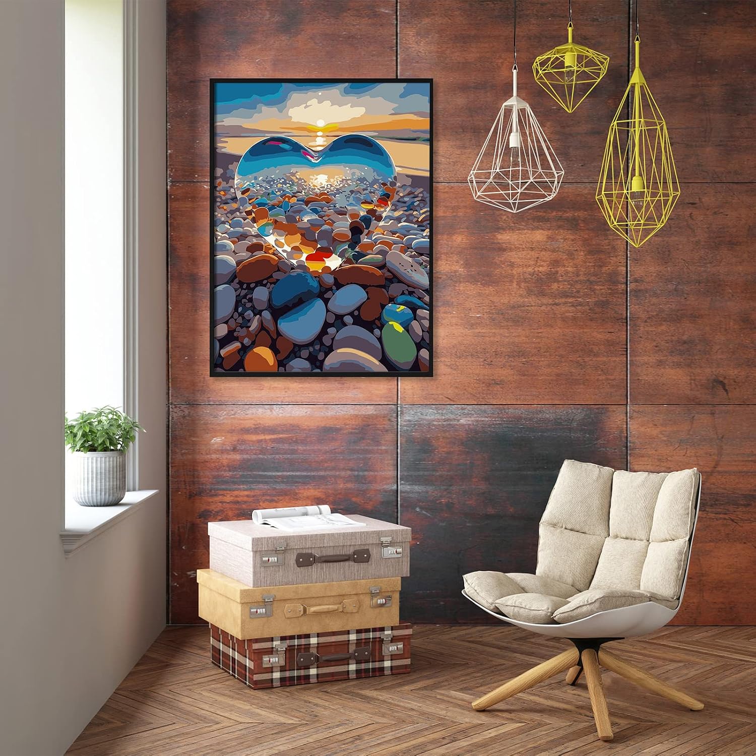 XINRANFF Paint by Numbers Adult Landscape Love Stone, Girls DIY Hand Painted Oil Painting Kit for Home Decoration Gift, Comes with Paint and Brush, 40 x 50 cm (Frameless) – Bild 7