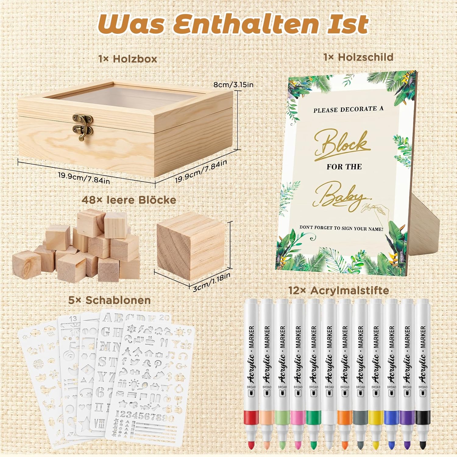 Baby Shower Games with 48 DIY Wooden Blocks Set – Bild 6