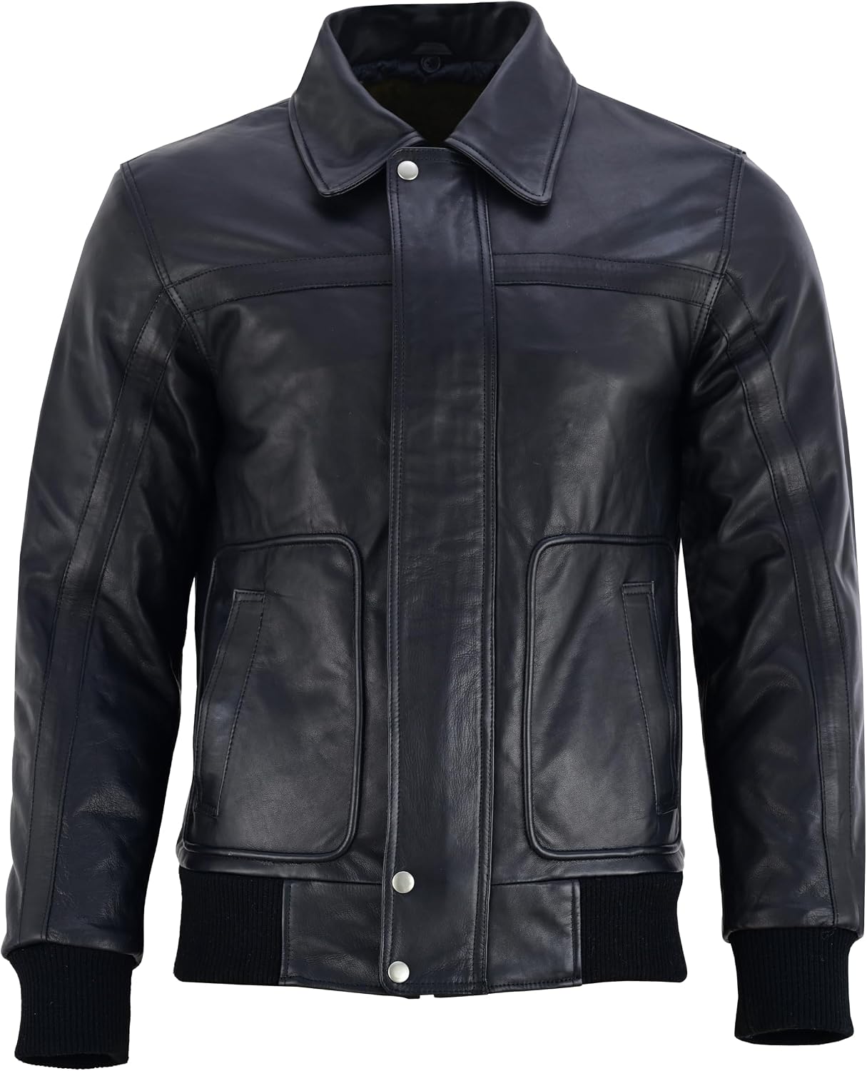 Vance The Leather Company Men's 100% Cowhide Leather Jacket - Genuine Leather Jacket with Removable Fur Collar – Bild 6