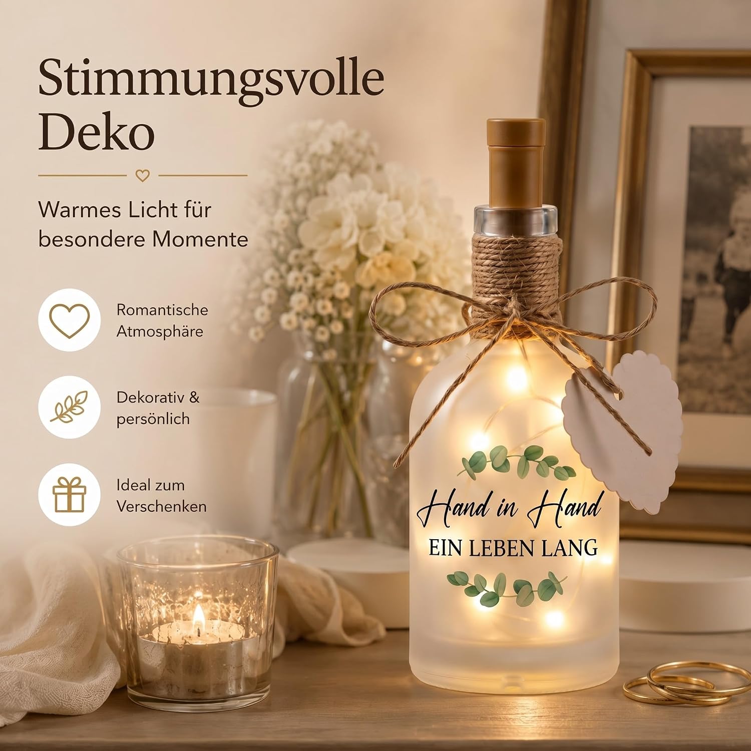 BBTO LED Bottle Light Hand in Hand Ein Leben Lang, Wedding – Bild 6