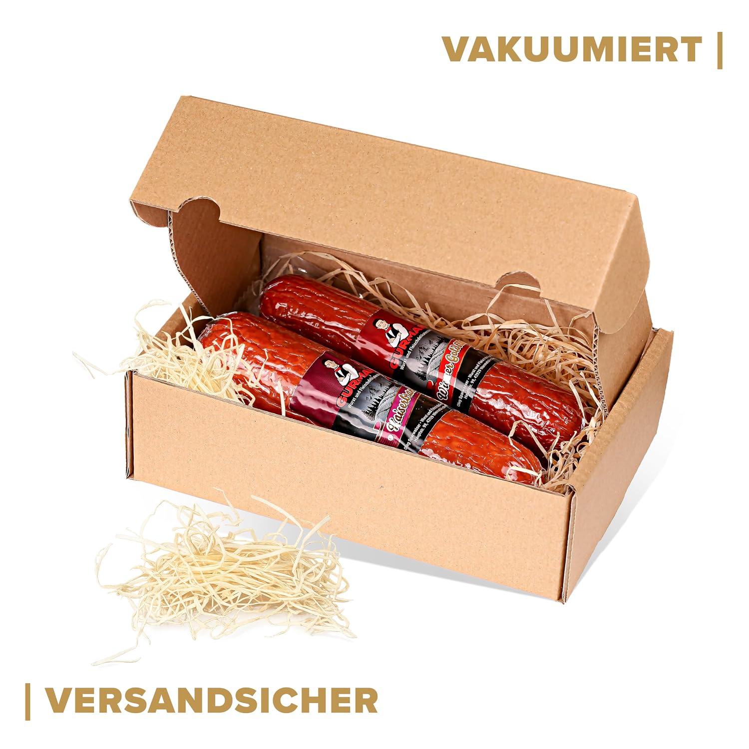 GURMAN Salami Gift Box Guest Box 800 g - Sausage Set with 2 Cooking Salami Varieties (Kaiserbrandy 500 g, Vienna Gold Piece 300 g) – Bild 2