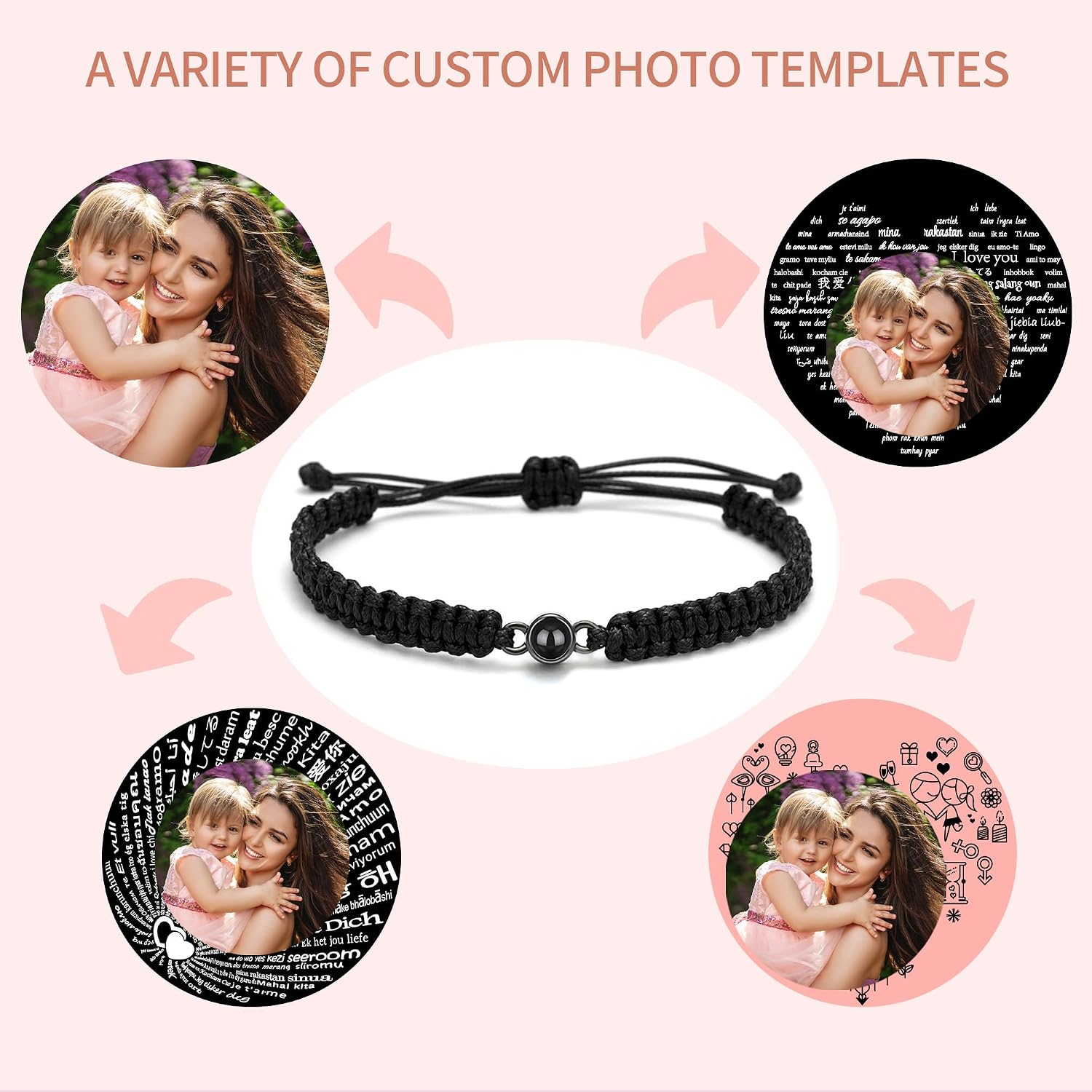 Easycosy Personalised Projection Bracelet with Photo and Image in Stone, Customised Photo Bracelet with Own Photo, Christmas Gifts for Women, Men, Girlfriend, Mum, Dad – Bild 5