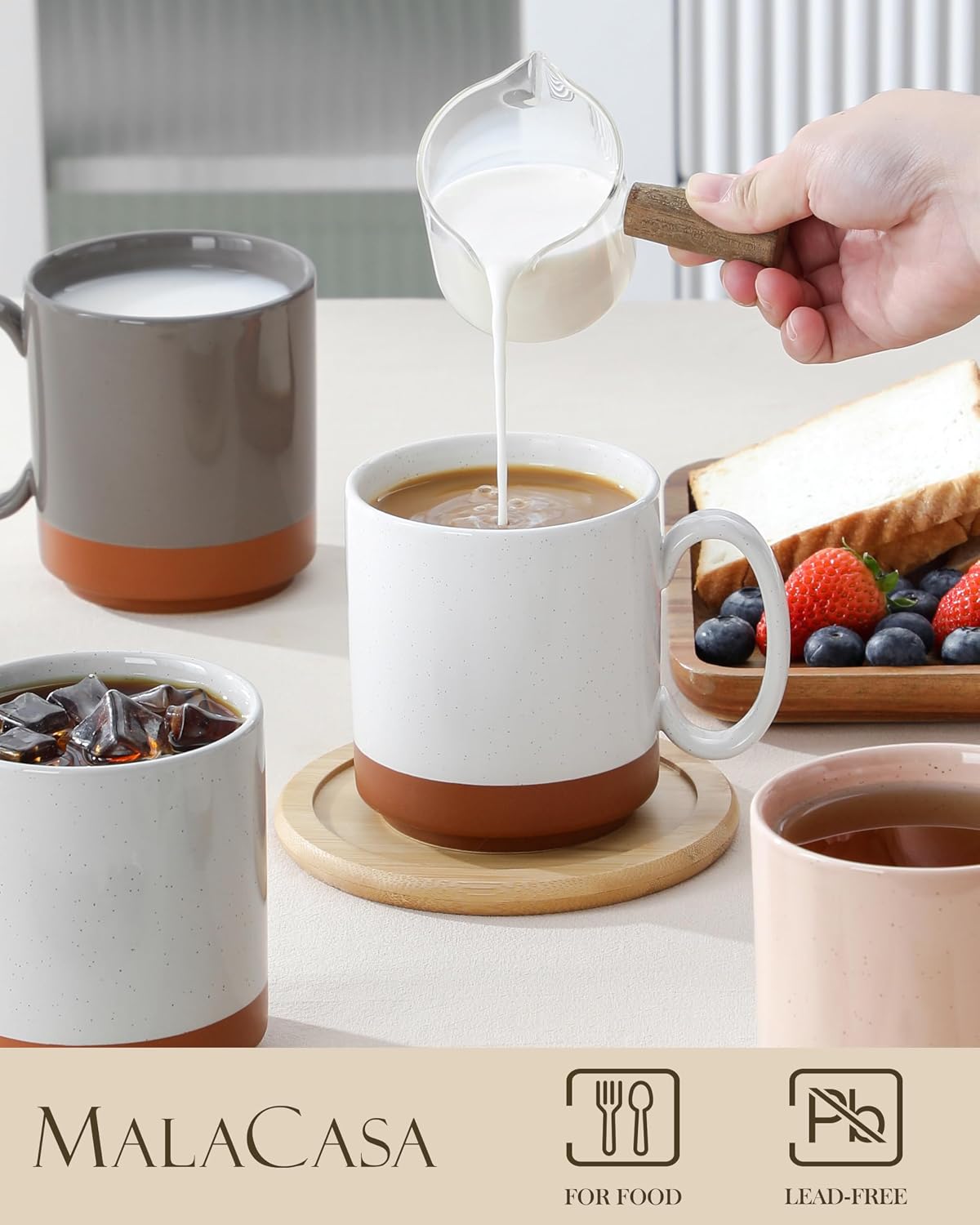MALACASA Tara Series 450 ml Coffee Mug Set, 4-Piece Coffee Cup, Large – Bild 3