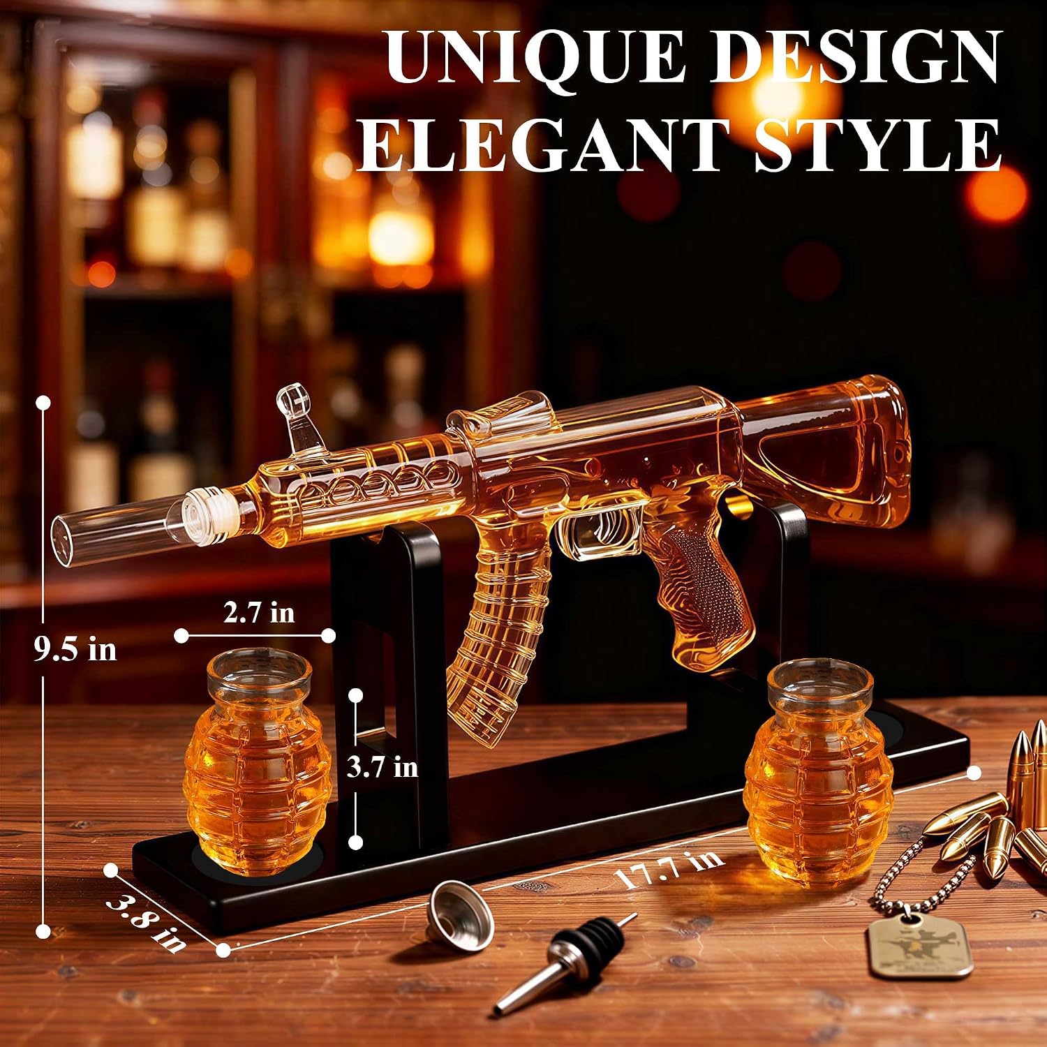 Oaksea Whisky Carafe, Whisky Decanter Gift Set with 2 Shot Glasses – Bild 3
