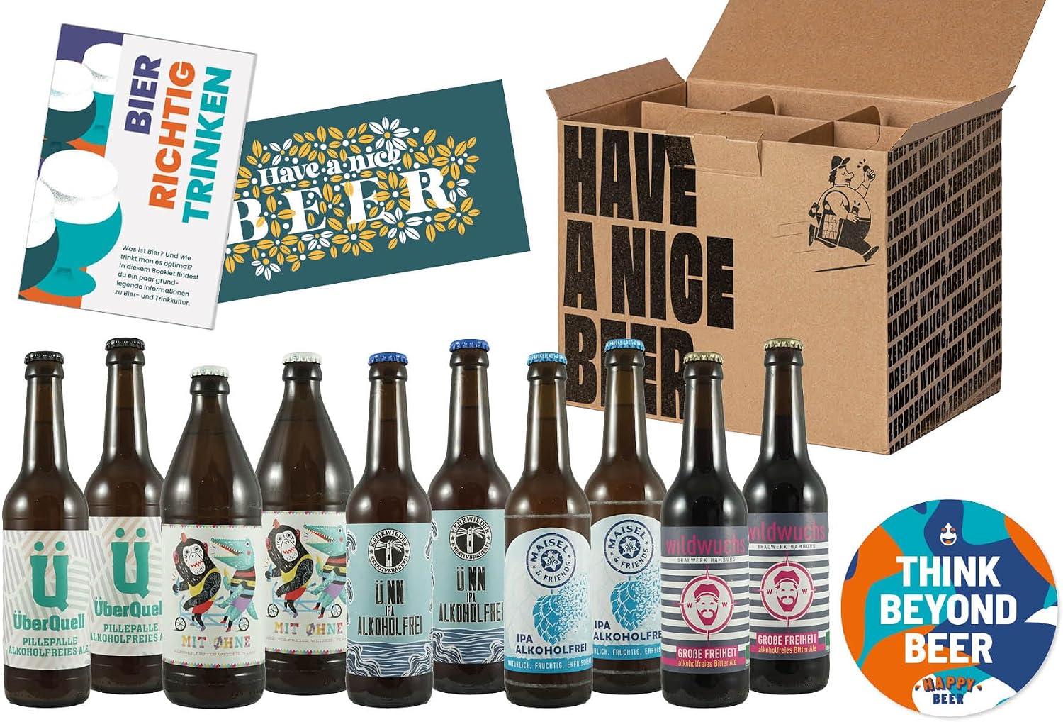 Alcohol-free craft beer package - 10 award-winning non-alcoholic beers, beer alcohol-free - beer gifts for men, birthday gift men, beer gift, craft beer gift package