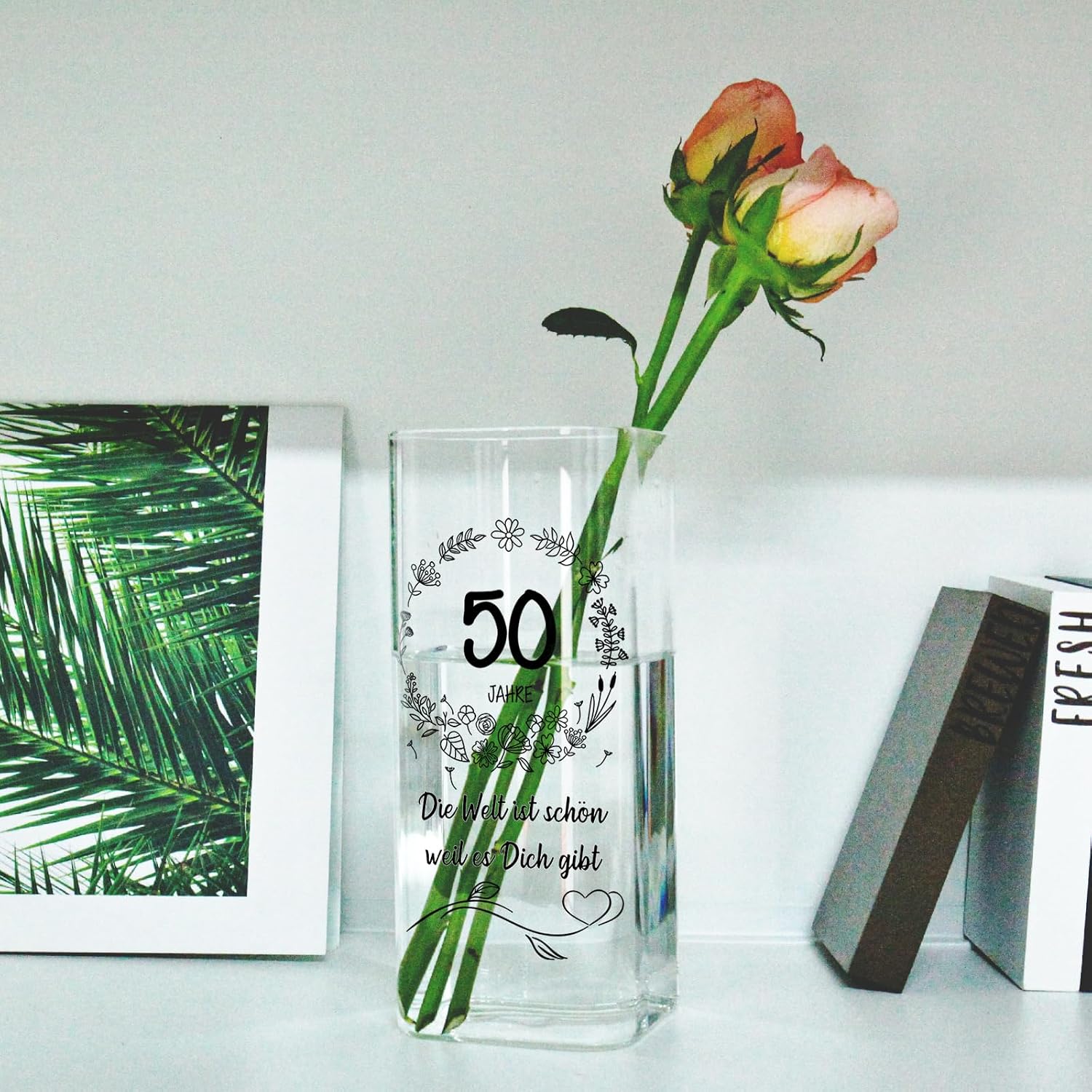 50th Anniversary Flower Vase, 50th Birthday Vase with Engraved, Glass Vase with Age and Saying 50 Birthday Gift for Women, Gift for Women, Mum Wife 50th Birthday Gift – Bild 3