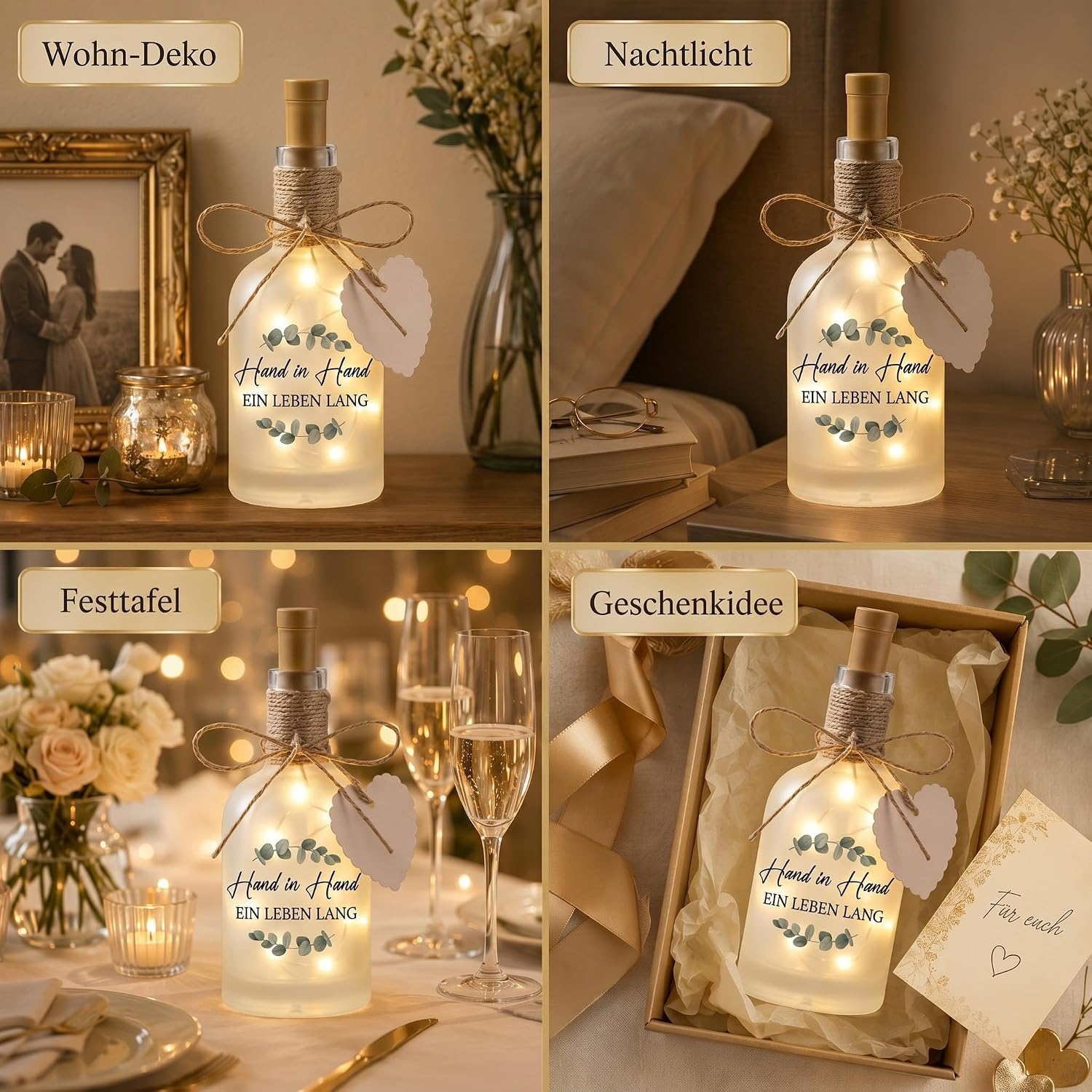 BBTO LED Bottle Light Hand in Hand Ein Leben Lang, Wedding – Bild 7