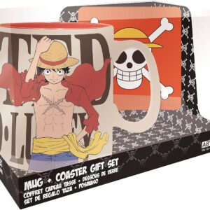 ABYSTYLE One Piece Luffy Ceramic Coffee Tea Cup 16oz & Absorbent Coaster Gift Set Anime Manga Drinkware 2 Pack